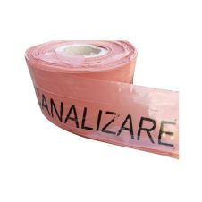 Banda avertizare neadeziva PIPE ALERT polietilena maro latime 100mm L-250m cu fir inox pentru avertizare conducte canalizare ENERGO