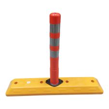 Separator rutier de sens cu stalp semnalizare 75 cm din PVC cu 3 benzi reflectorizante ENERGO