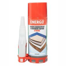 Adeziv cu intarire rapida STRONG cianoacrilat 100 grame cu activator 400 ml pentru lemn/pal/mdf ENERGO