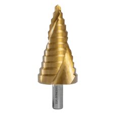 Burghiu in trepte BMT conic diametru 6.0-38mm L-100mm 2 muchii HSS-TiN prindere tesita ENERGO