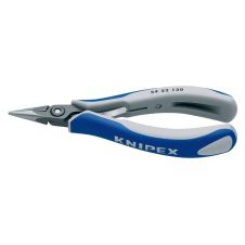 Cleste cu varf semirotund drept L-130 mm fara tais si maner bimaterial pentru electronist KNIPEX