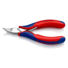 Cleste cu varf semirotund indoit L-115 mm fara tais si maner bimaterial pentru electronist KNIPEX