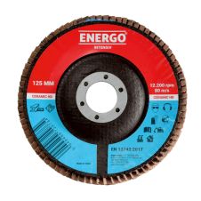 Disc abraziv lamelar DLE INTENSIV 125x22.23mm granulatie R 100 ceramic corund suport fibra pentru inox/metal ENERGO