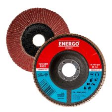 Disc abraziv lamelar DLE INTENSIV 125x22.23mm granulatie R 120 ceramic corund suport fibra pentru inox/metal ENERGO