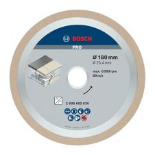 Disc diamantat taiere BEST-CERAMIC 180x25.4/30.0mm sector continuu  gresie/faianta-portelan ceramica-dura granit clinker BOSCH