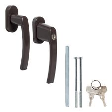 Maner fereastra termopan dublu cu cheie PRAGA material aluminiu culoare maro RAL 8019 ENERGO