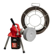Masina de curatat tevi PIPE CLEAN pentru tevi diametre3/4"-4"cablu flexibil D-16mm L-18.4m si 8 segmente x 2.3m cu 8 capete 400rpm 300W ENERGO