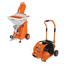 Masina de gletuit RITMO L FC si compresor debit material 6 L/min P-20 bari volum 45 L 4.4 kW 230 V cu accesorii PFT