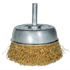Perie sarma oala INTENSIV D-75mm cu sectiune fir 0.3mm g-20mm despletit din otel alamit prindere cu tija d-6mm ENERGO