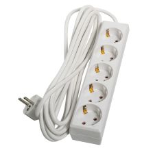 Prelungitor SELLY cu 5 prize L-5 m 3Gx1.0 mmp fara intrerupator alb ENERGO