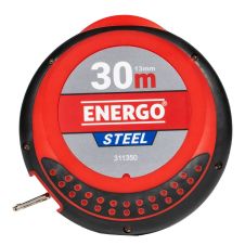Ruleta STEEL cu banda otel L-30m latime 13mm carcasa inchisa bimaterial si manivela ENERGO