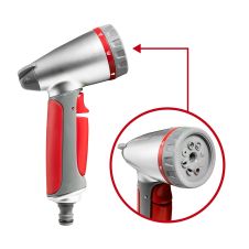 Pistol pentru stropit AQUA PLUS cu 8 functii si 2 cuple rapide 1/2" bimaterial si adaptor robinet filet interior 3/4"-1/2" set ENERGO