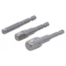 Set adaptoare patrat exterior 1/4"-3/8"-1/2" prindere hexagonala 1/4" 3 piese BGS