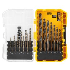 Set burghie metal BLACK&GOLD diametre 1-10 mm DIN 338 material HSS prindere tesita 19 piese cutie plastic DEWALT