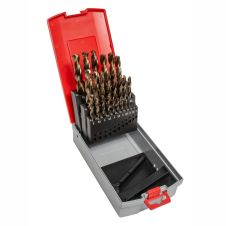 Set burghie metal SBM diametre 1-13mm DIN 338 material HSSE-Co5 prindere cilindrica 25 piese cutie plastic ENERGO