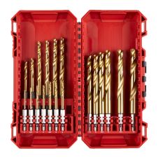 Set burghie metal SHOCKWAVE diametre 2-10mm material HSS-G TiN prindere-hexagonala 1/4" 19 piese MILWAUKEE