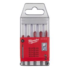 Set burghie widia diametre 4-8mm L-50-60mm prindere tesita gaurire uscata pentru gresie/faianta/sticla 5 bucati MILWAUKEE