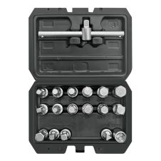 Trusa chei tubulare pentru buson baie ulei cu patrat interior 3/8" 18 piese YATO