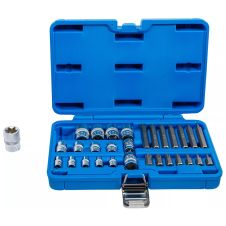 Set chei tubulare profil E interval E4-E24 si biti profil TX interval TX20-TX55 cu patrat 3/8" 30 piese BGS