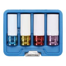 Set chei tubulare impact lungi patrat 1/2" interval 17-22 mm cu protectie pentru jante 4 piese BGS