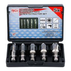 Set extractoare tip freza prindere hexagonala 1/4" interval 6-14 mm pentru suruburi 5 piese BGS ZE