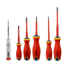 Set surubelnite ELECTRO izolate 1000V profil PH SL/dreapta tija otel S2 maner bimaterial si tester 6 piese ENERGO