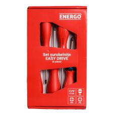 Set surubelnite EASY DRIVE profil PH PZ SL/dreapta tija CrV cu maner bimaterial 6 piese ENERGO