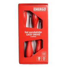 Set surubelnite EASY DRIVE profil PH SL/dreapta tija CrV cu maner bimaterial 5 piese ENERGO