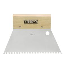 Spatula zimtata ULC lama inox latime 180mm grosime 0.5mm dantura 4x4mm tip TKB C1 cu maner lemn ENERGO