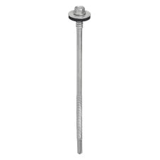 Surub autoforant SDS cap hexagonal SW8 D-5.5mm L-135mm vf-12mm DIN7504K cu saiba epdm fixare panouri/metal zincat alb KLIMAS