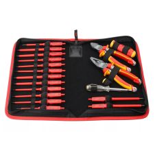 Trusa scule electrician cu tester surubelnite clesti maner E-Smart si izolate VDE 1000V in geanta textila 19 piese FELO