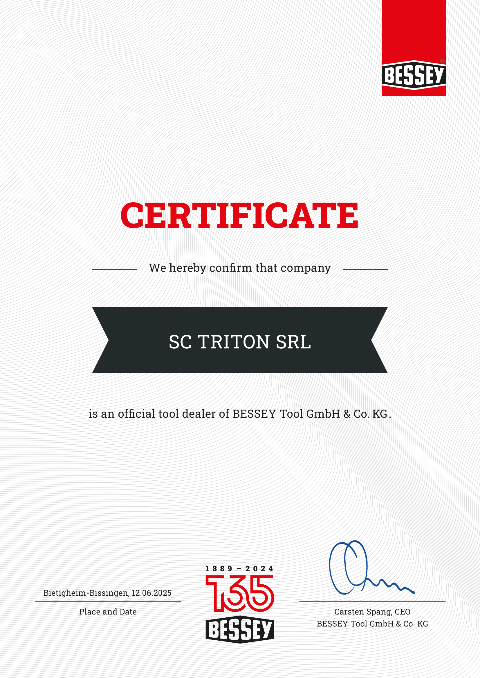 Certificat BESSEY