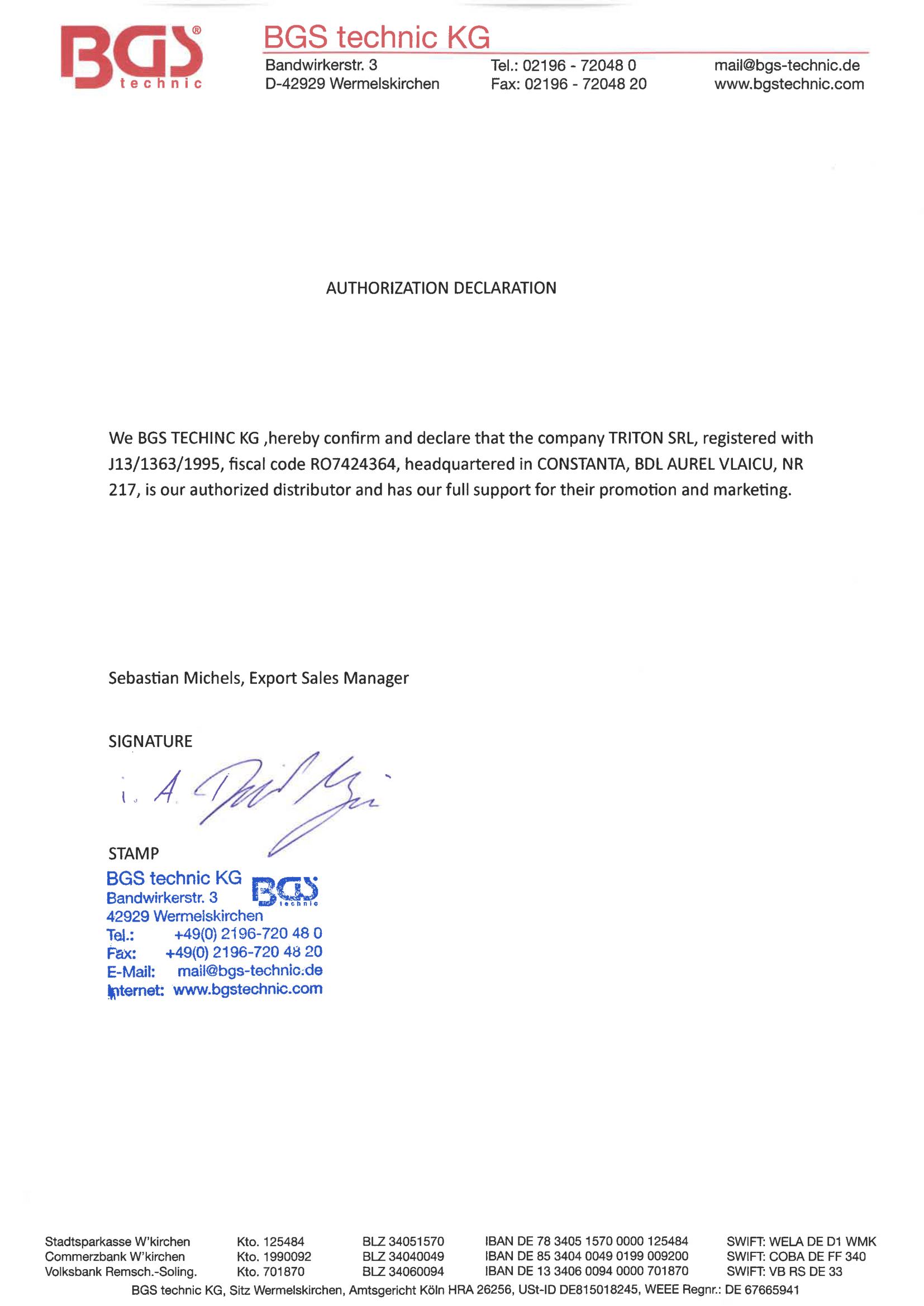 Certificat BGS